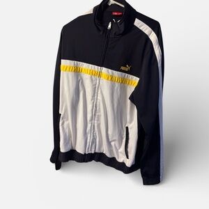 Puma Men's Black, White, and Yellow Windbreaker